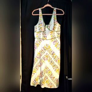 R&K Originals summer dress white and green with flowers